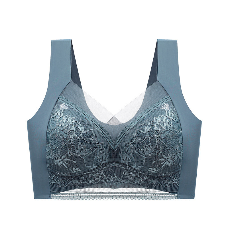 Lace Vest, Seamless Ice Silk Push-up, Breathable, Thin Bra, Beautiful Back, Big Breasts, Small Fixed Underwear – Image 3