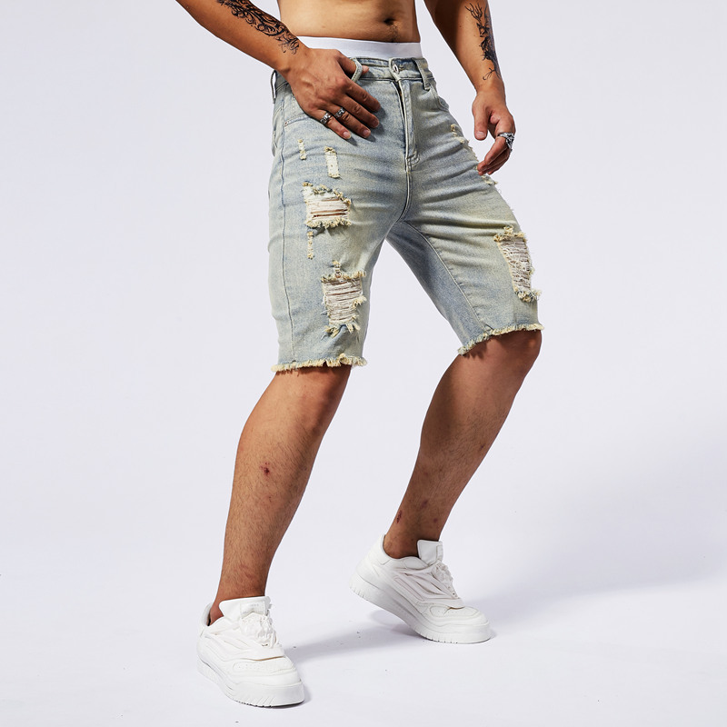 Shorts de loisirs déchirés en denim slim – Image 10