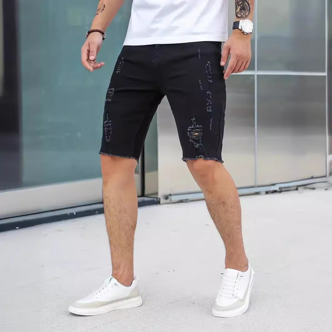 Shorts de loisirs déchirés en denim slim – Image 7