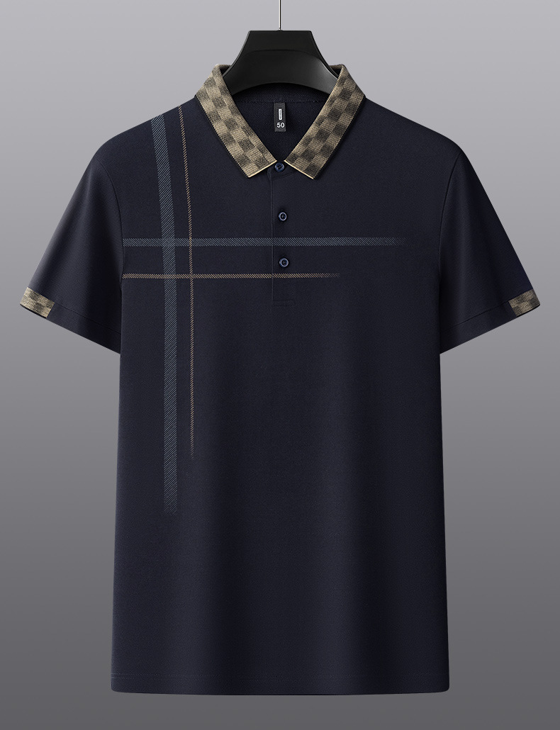 Lapel Embroidery Short Sleeve Casual Men's Business Polo Shirt – Image 9