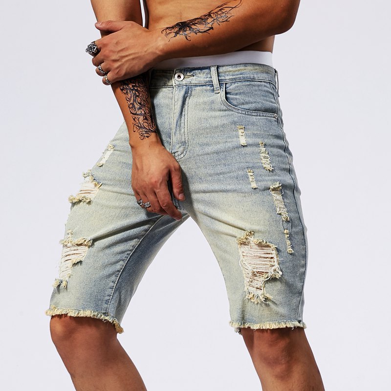 Shorts de loisirs déchirés en denim slim – Image 9