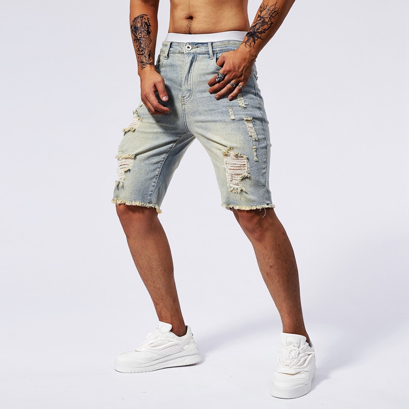 Shorts de loisirs déchirés en denim slim – Image 3