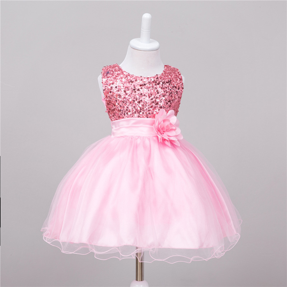 Bébé Sequin Robe Fleur Fille De Mariage Princesse Robe – Image 6