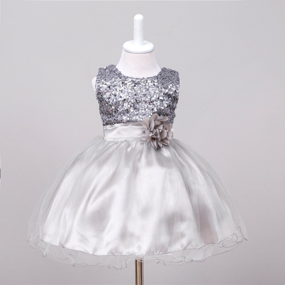 Bébé Sequin Robe Fleur Fille De Mariage Princesse Robe – Image 3