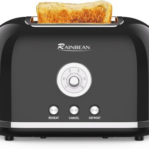 Grille-pain en acier inoxydable, 2 tranches de grille-pain rétro avec 6 réglages d'ombrage de pain et fonction de dégivrage de bagel, grille-pain mignon avec créneau extra large et plateau à miettes amovible