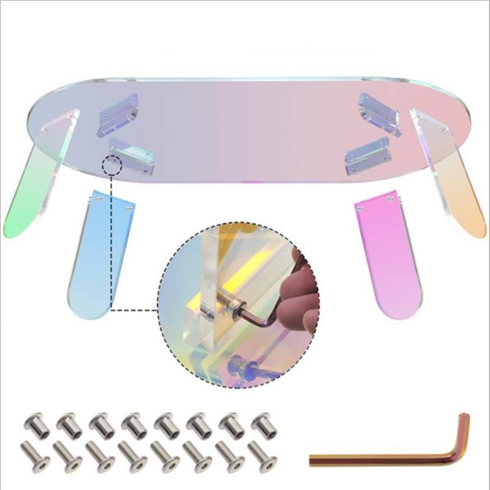 Acrylique Arc-En-Couleur Café Table, irisé Verre Fin Table Ronde Table Basse Moderne Accent TV Table Pour Salon Chambre Chambre Décoration – Image 7