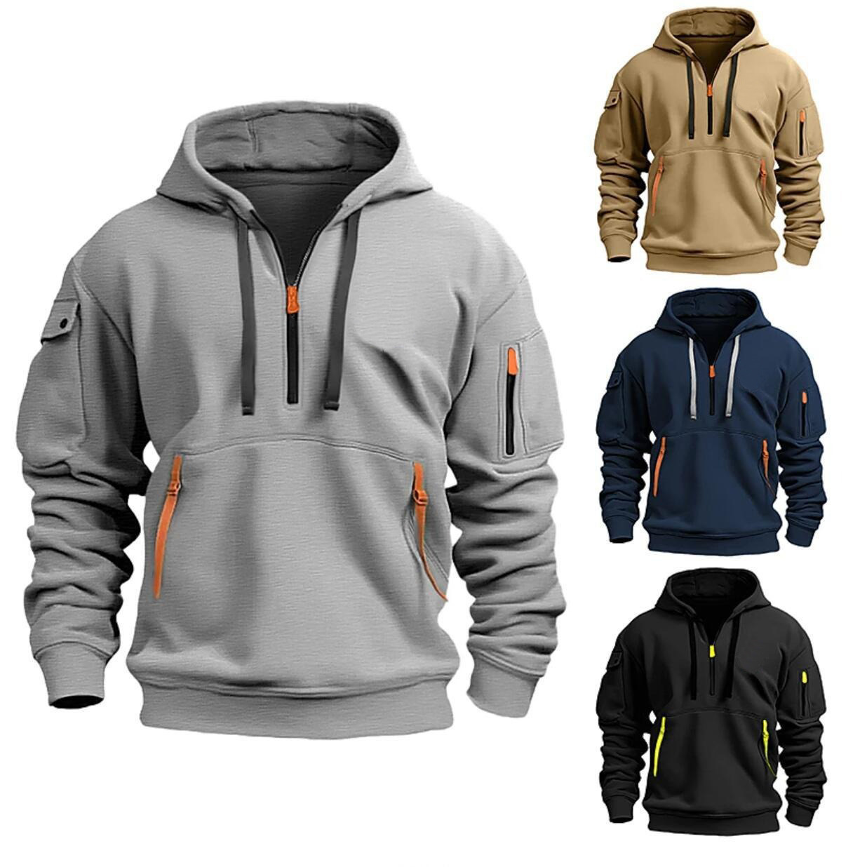 Zip Multi-poche Pullover Sports Veste décontractée – Image 2