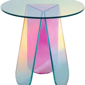 Acrylique Arc-En-Couleur Café Table, irisé Verre Fin Table Ronde Table Basse Moderne Accent TV Table Pour Salon Chambre Chambre Décoration