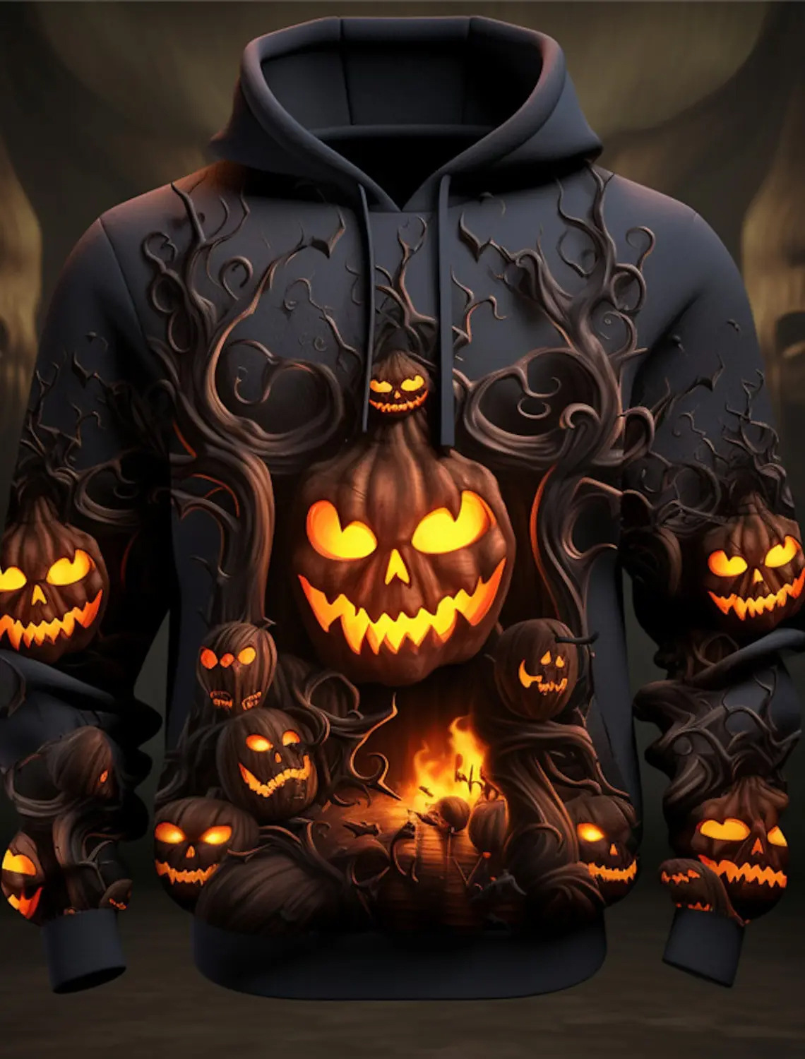 Halloween Horreur tête de citrouille à capuche 3D – Image 10