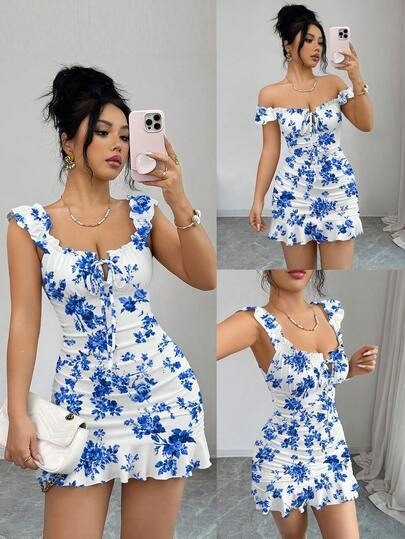 French-style Summer Floral-print Dress – Image 4